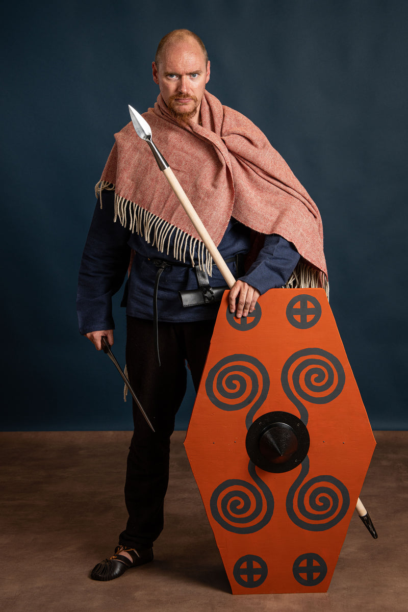 100% wollen deken / mantel, vissegraat, rood