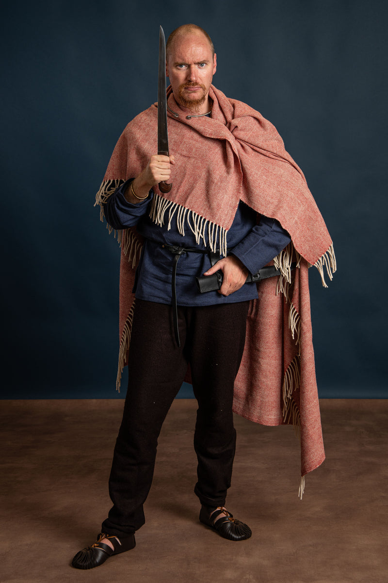 100% wollen deken / mantel, vissegraat, rood