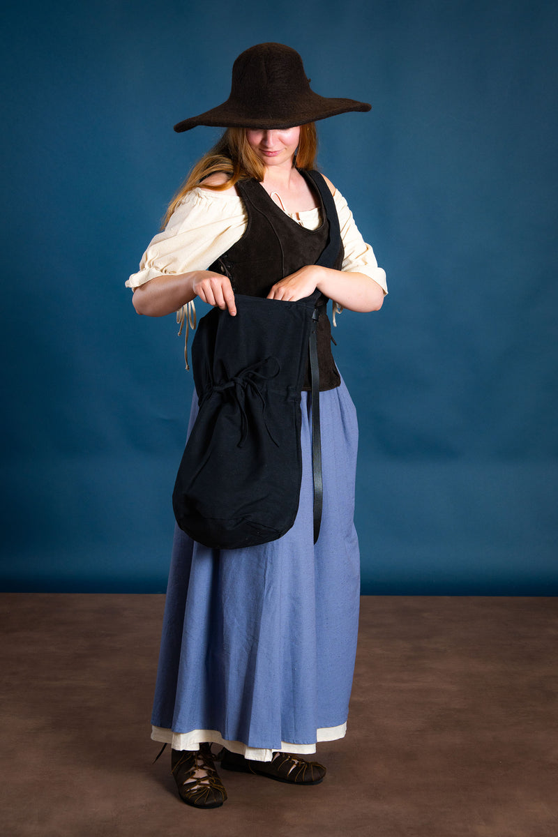 Textielen schoudertas, zwart