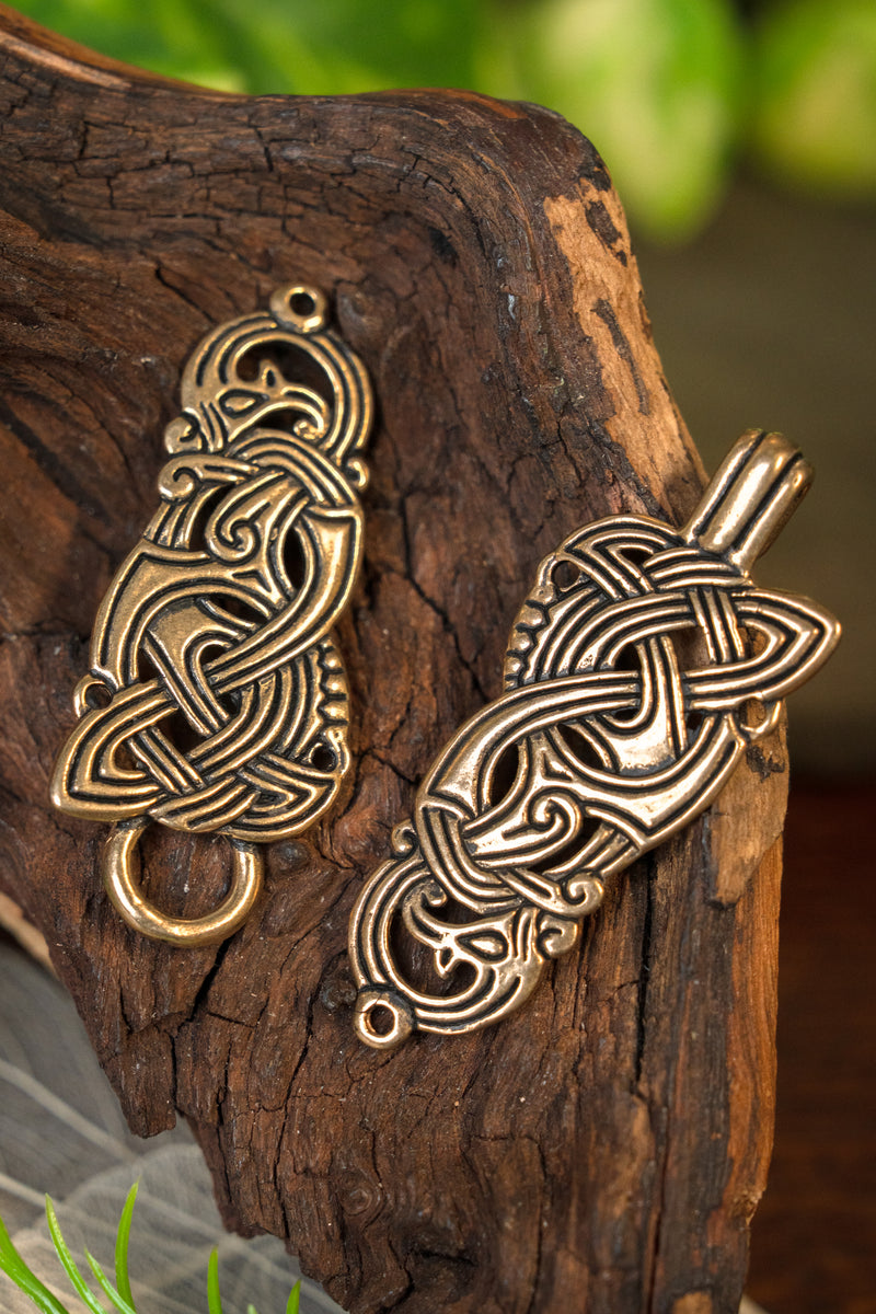 Viking mantelsluiting met draken, brons