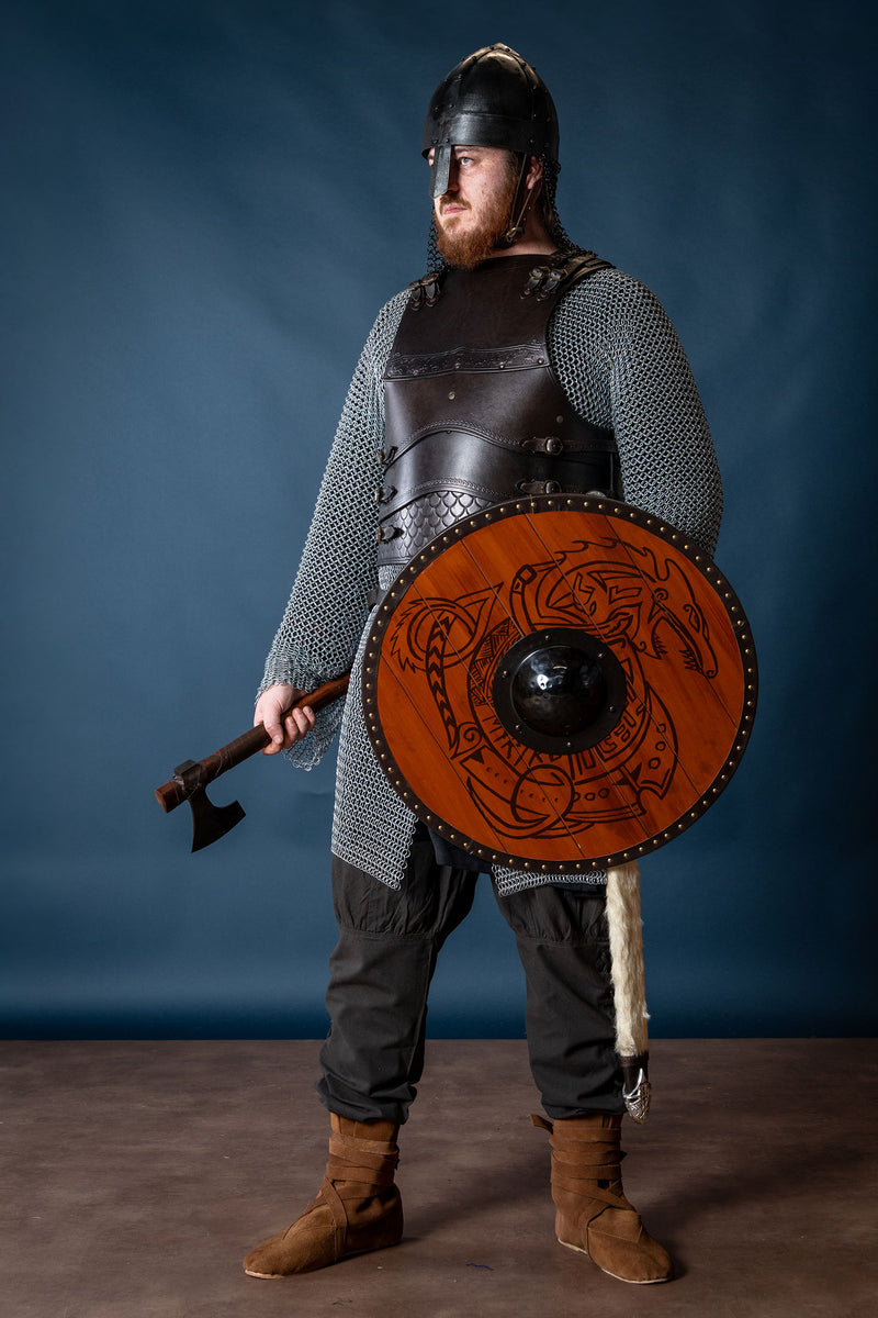 Viking spangenhelm met maliën, donker, 1-1.2 mm