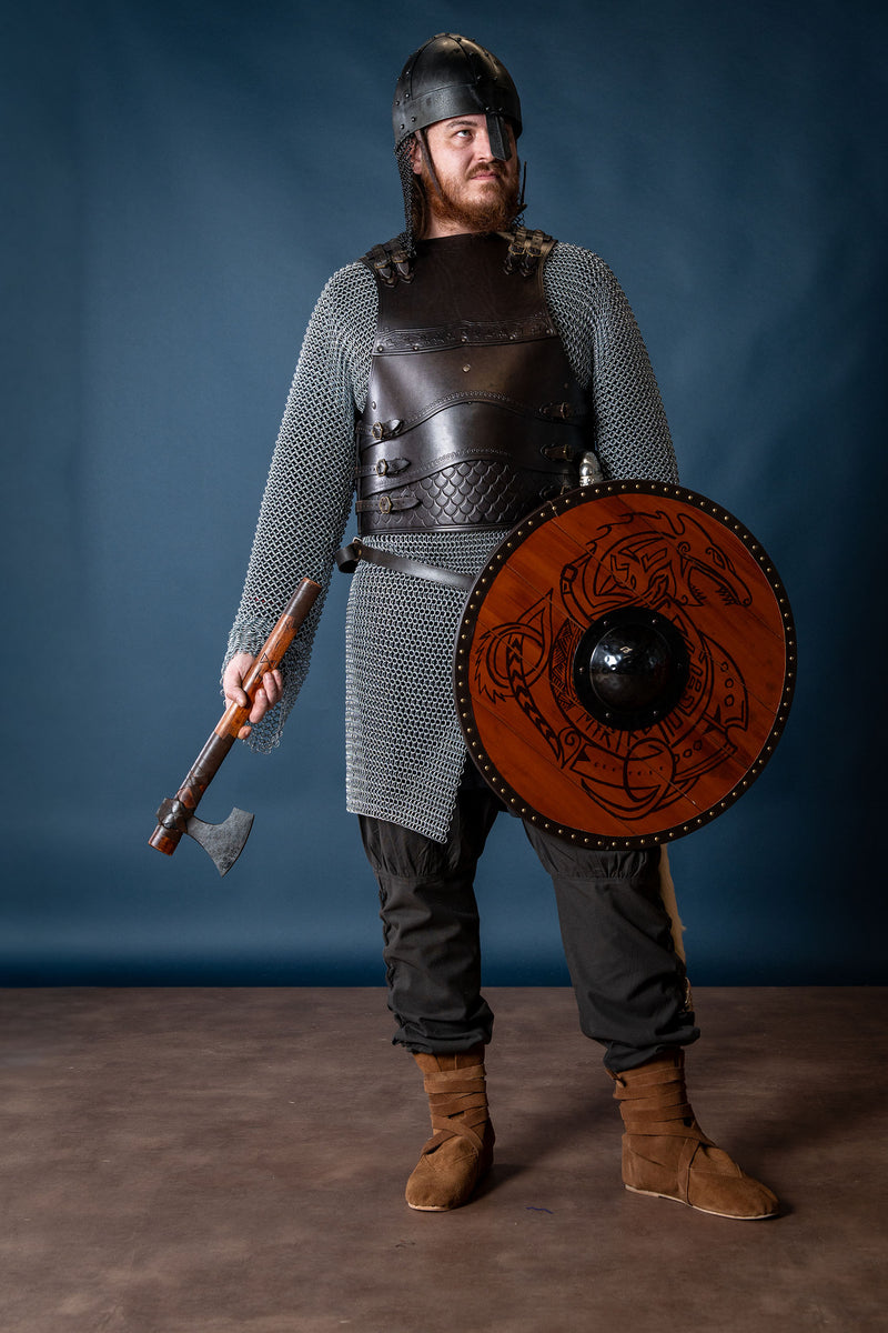 Viking spangenhelm met maliën, donker, 1-1.2 mm