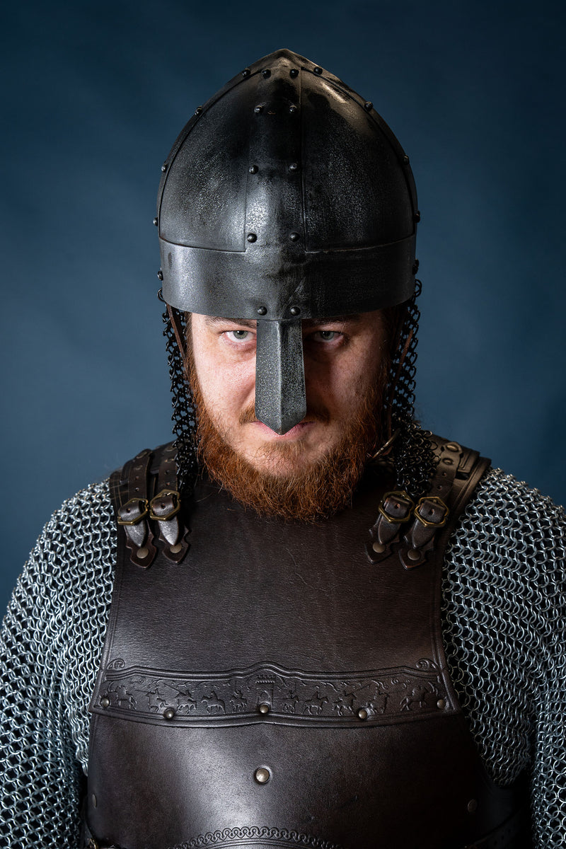 Viking spangenhelm met maliën, donker, 1-1.2 mm