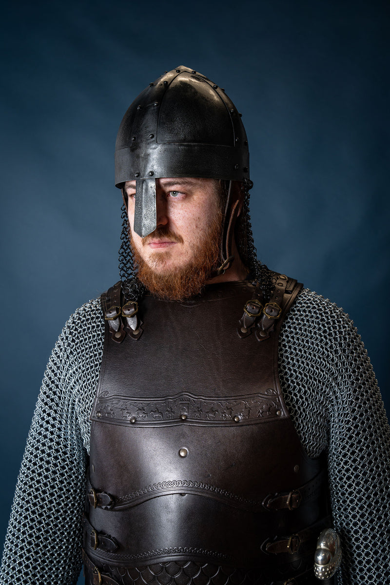 Viking spangenhelm met maliën, donker, 1-1.2 mm