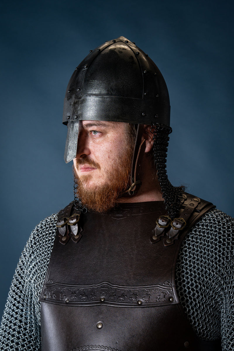 Viking spangenhelm met maliën, donker, 1-1.2 mm