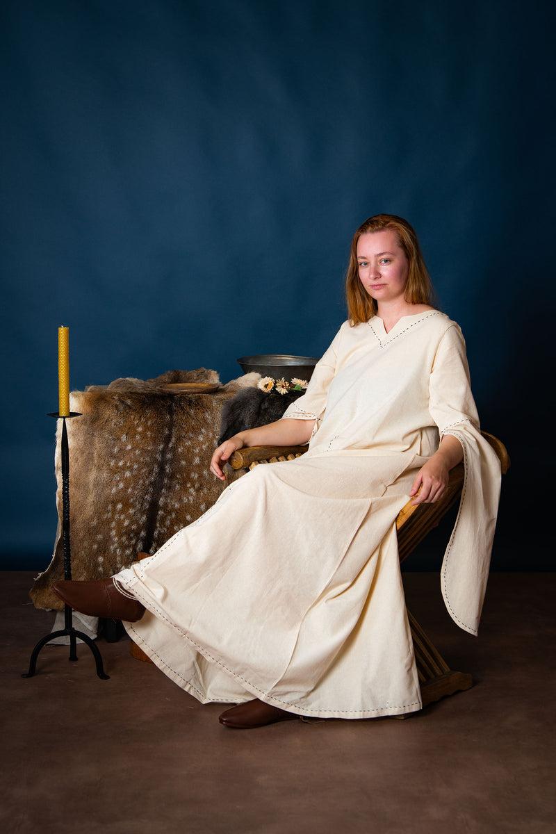 Middelalderlig kjole Begina, naturlig