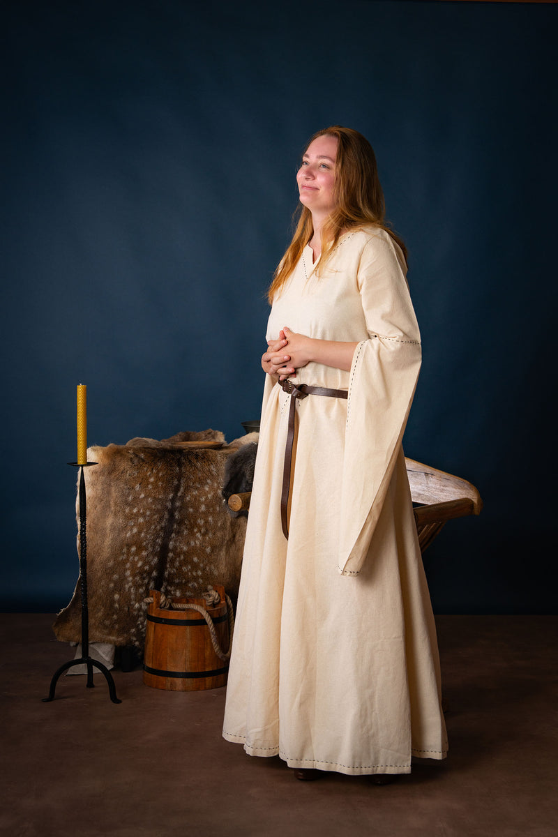 Middelalderlig kjole Begina, naturlig