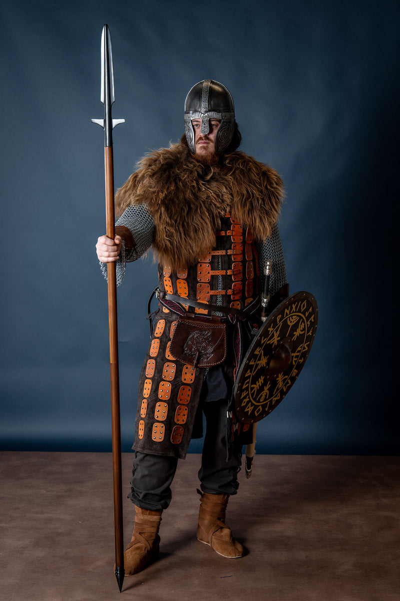 Lance viking avec ailes (manche démontable), semi-tranchant 