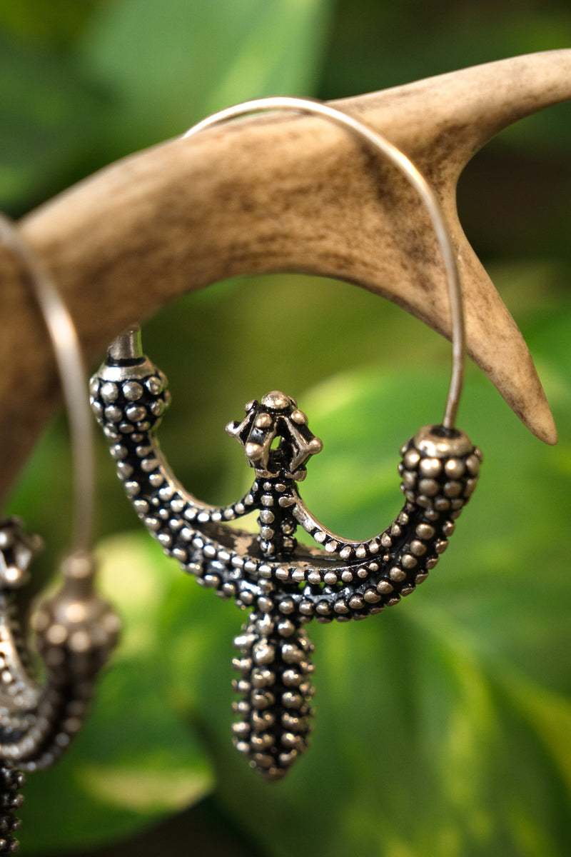 Slawische Ohrringe Zawada Lanckorońska, versilberte Bronze 