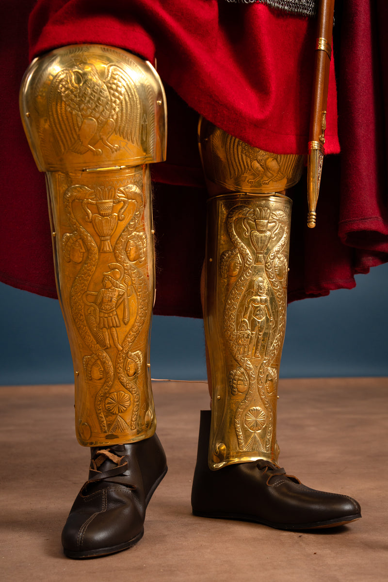 Praetoriaanse Garde scheenbeschermers, ocrae, messing, 1-1.2 mm