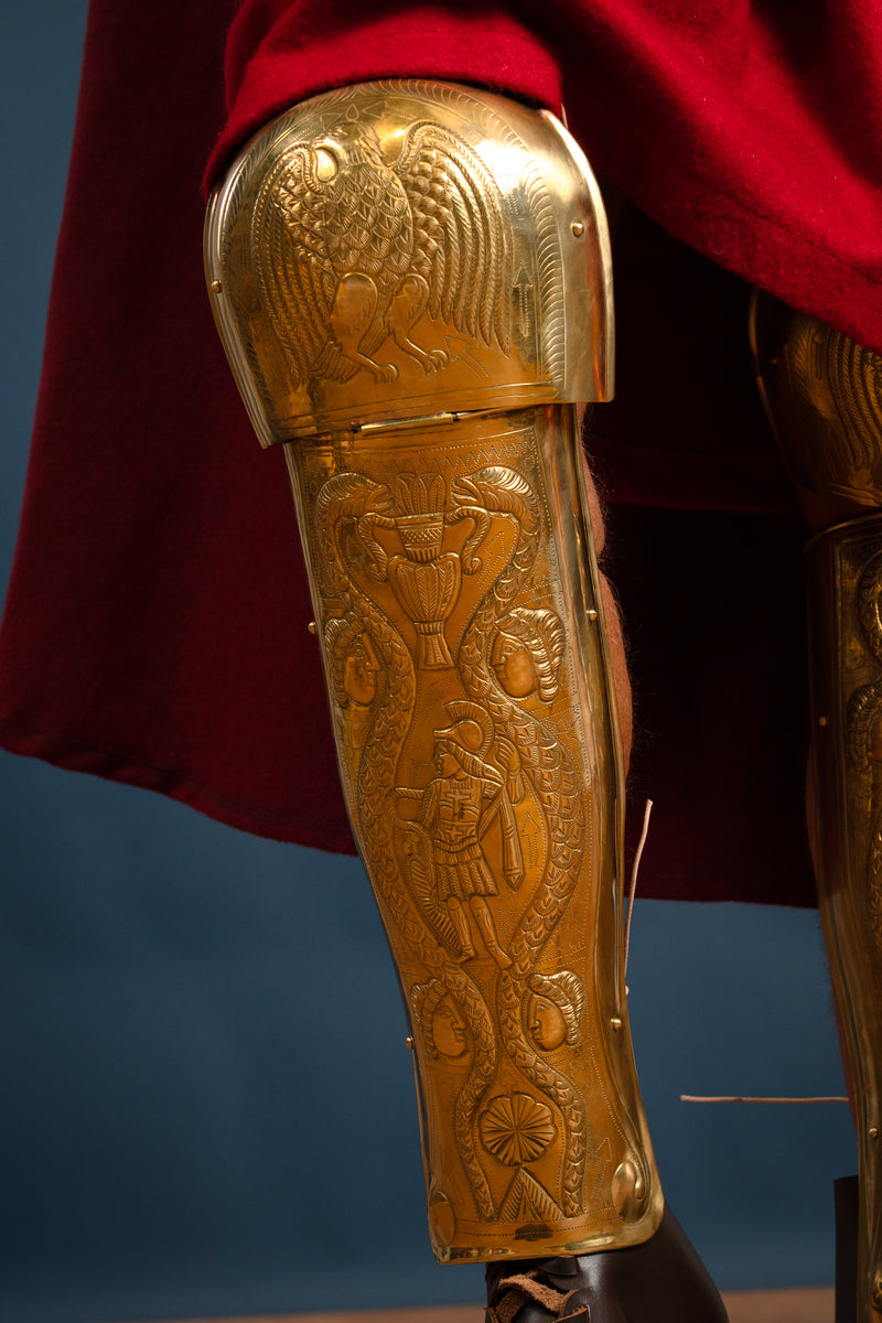 Praetoriaanse Garde scheenbeschermers, ocrae, messing, 1-1.2 mm