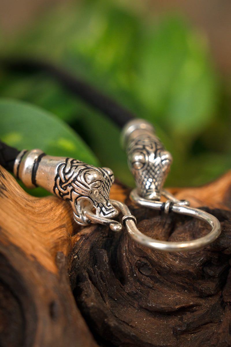 Viking ketting Oseberg, zwart, leer