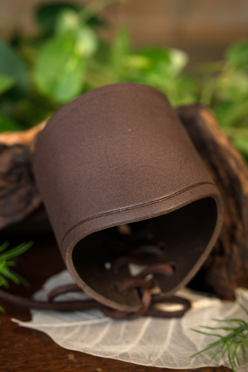 Leather wristband, brown, short, L