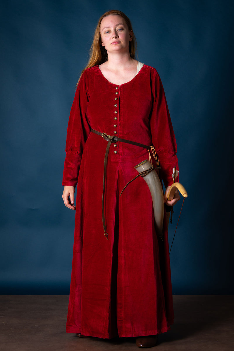 Fluwelen cotehardie Christina, rood