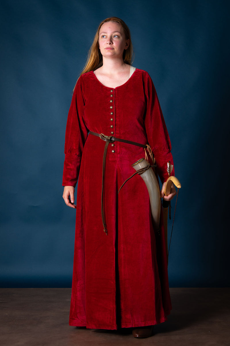 Fluwelen cotehardie Christina, rood