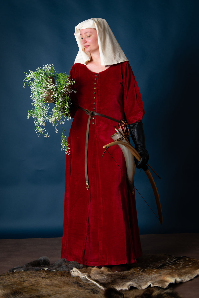 Fluwelen cotehardie Christina, rood