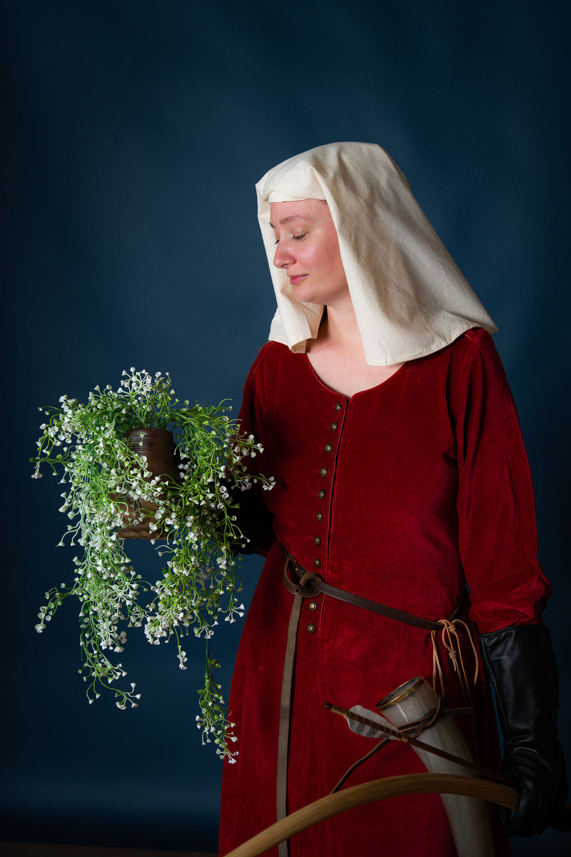 Fluwelen cotehardie Christina, rood