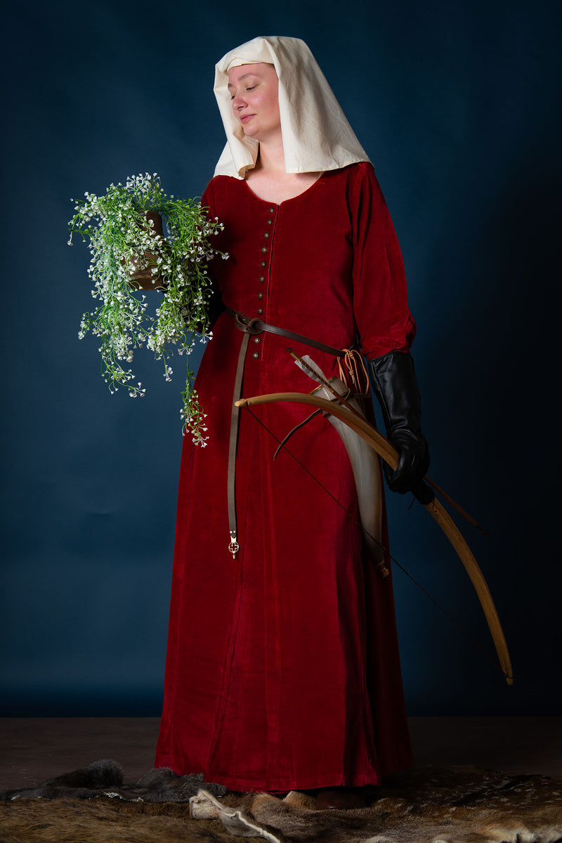 Fluwelen cotehardie Christina, rood