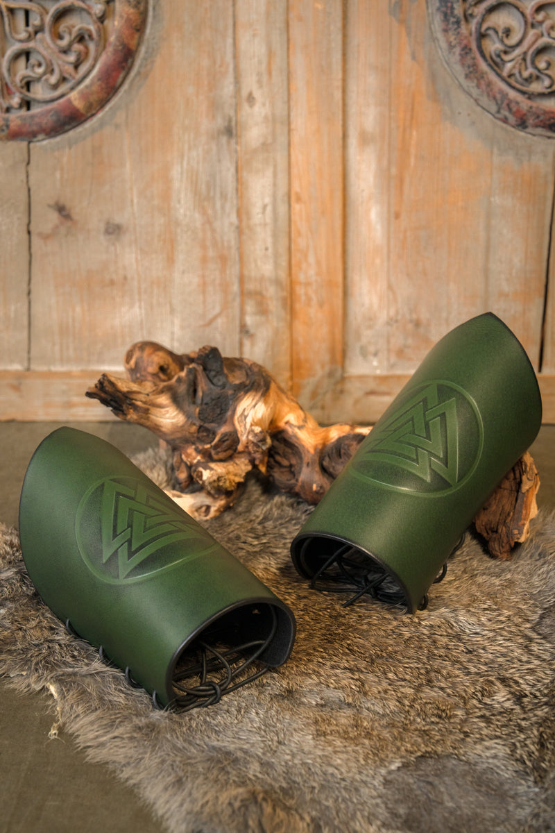 Bracers de cuero Valknut, verde 