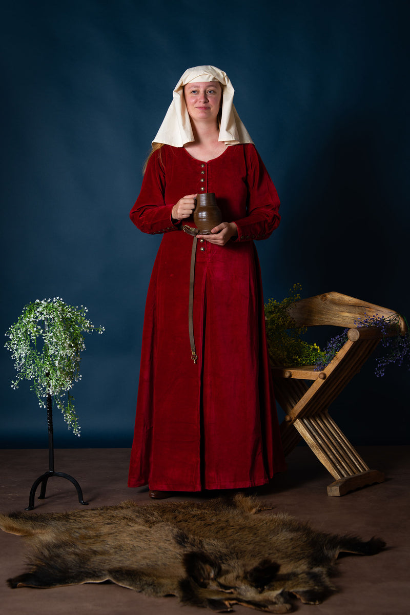 Fluwelen cotehardie Christina, rood