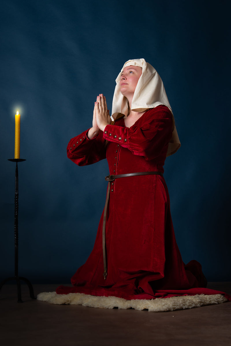 Fluwelen cotehardie Christina, rood