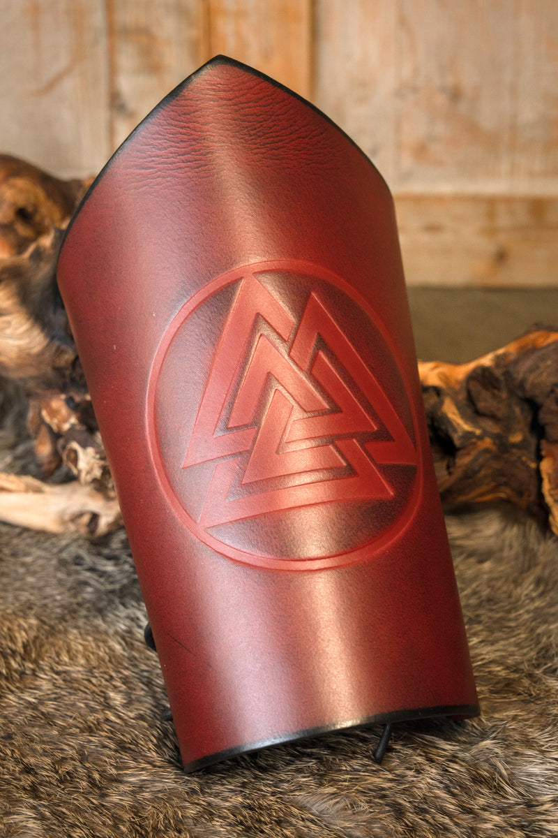 Brazales de cuero Valknut, rojo 