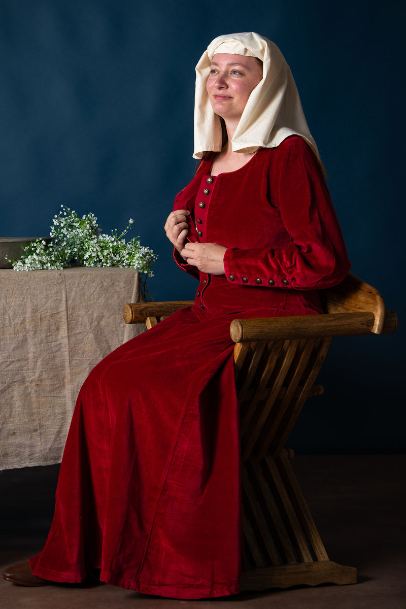 Fluwelen cotehardie Christina, rood