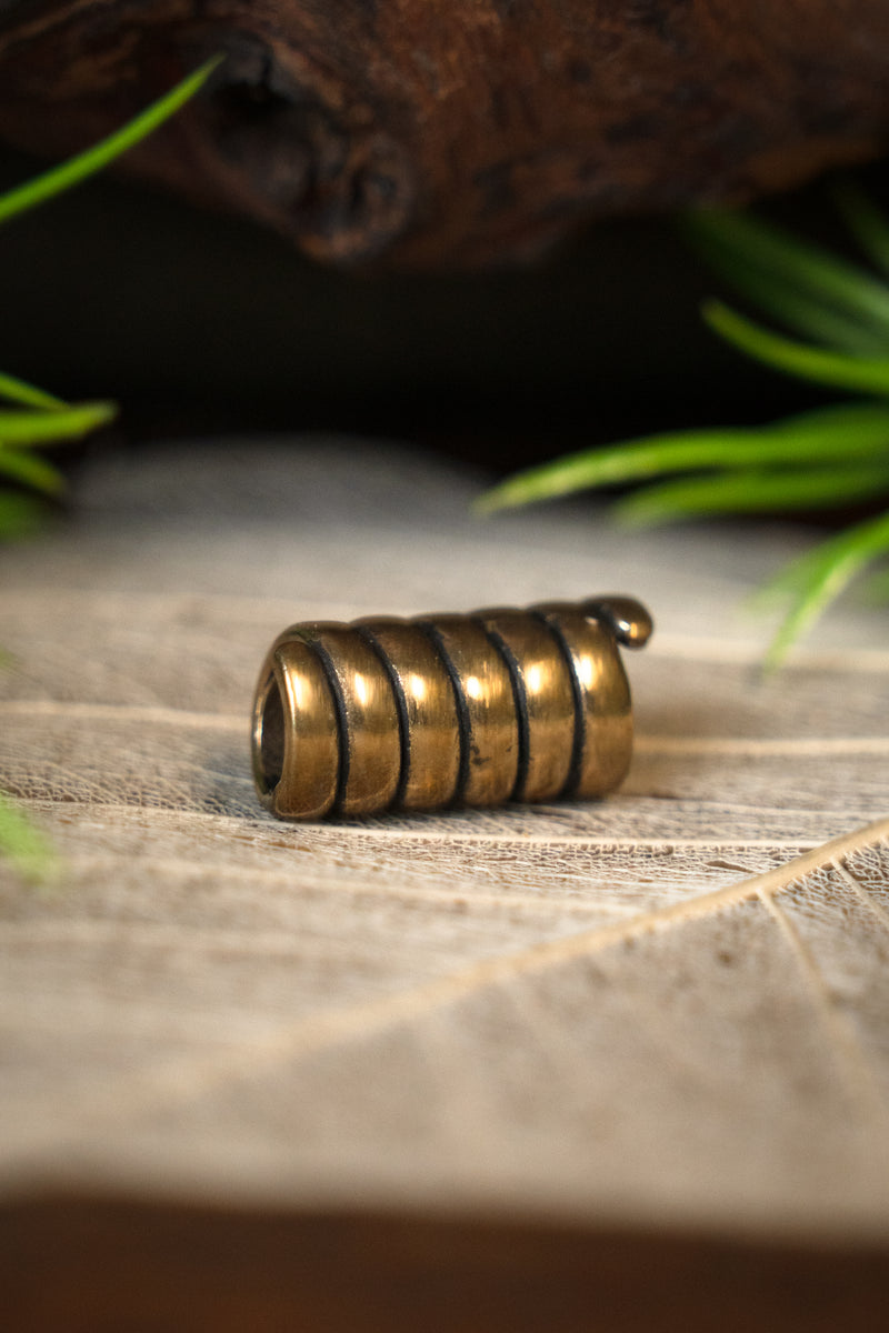 Viking hair / beard bead, bronze
