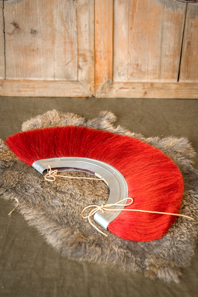 Fond en métal romain crête de casque, rouge 