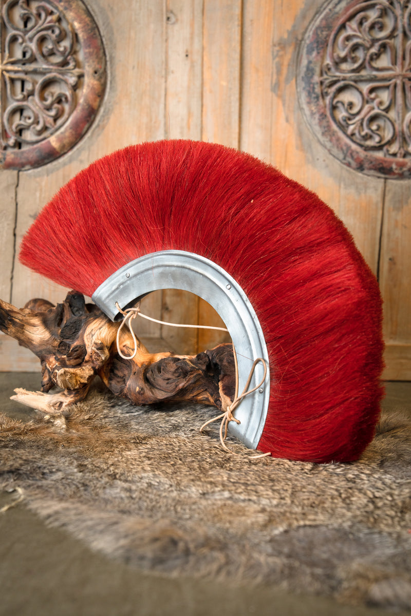 Fond en métal romain crête de casque, rouge 