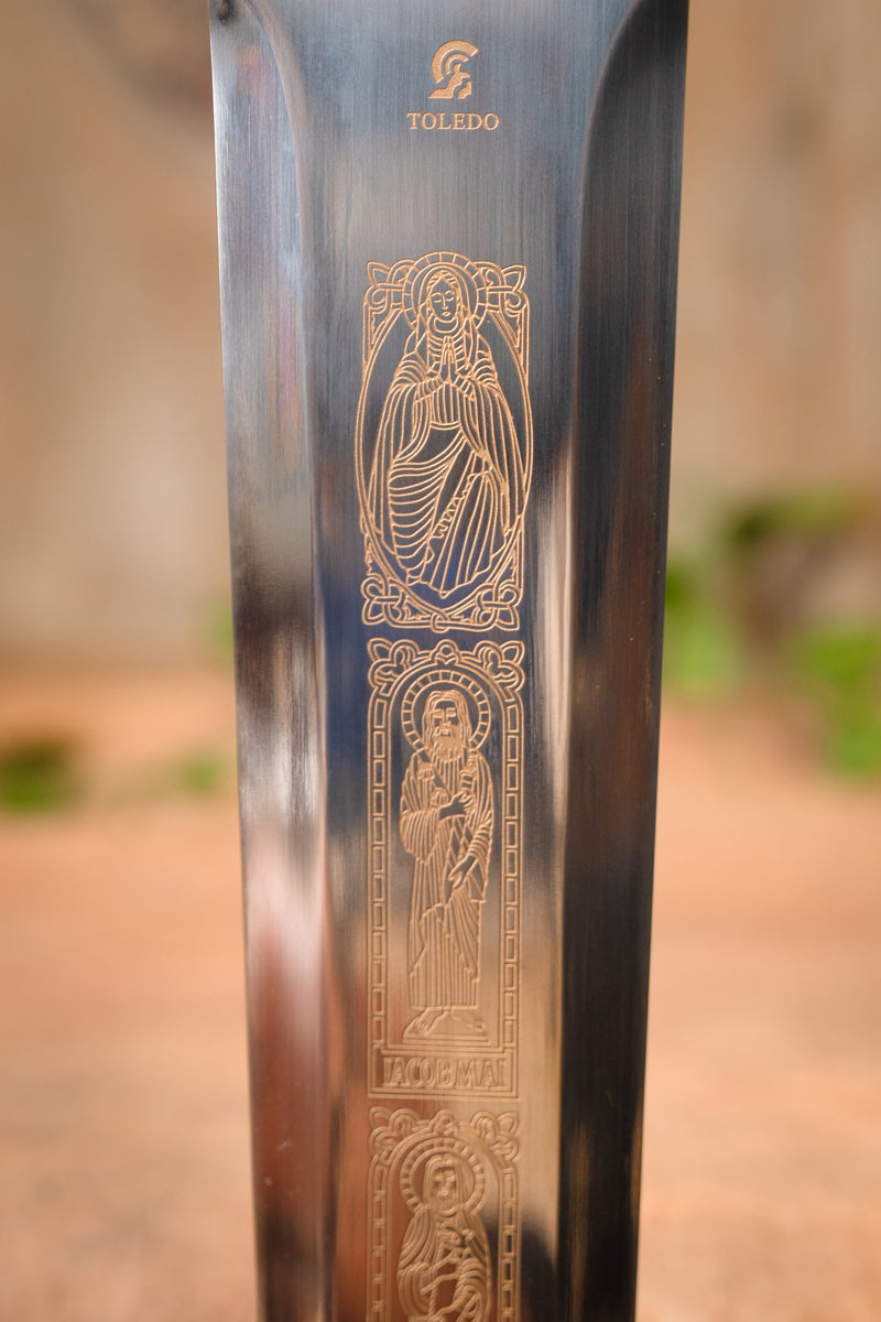 Gedecoreerd Tempelierszwaard, semi-scherp