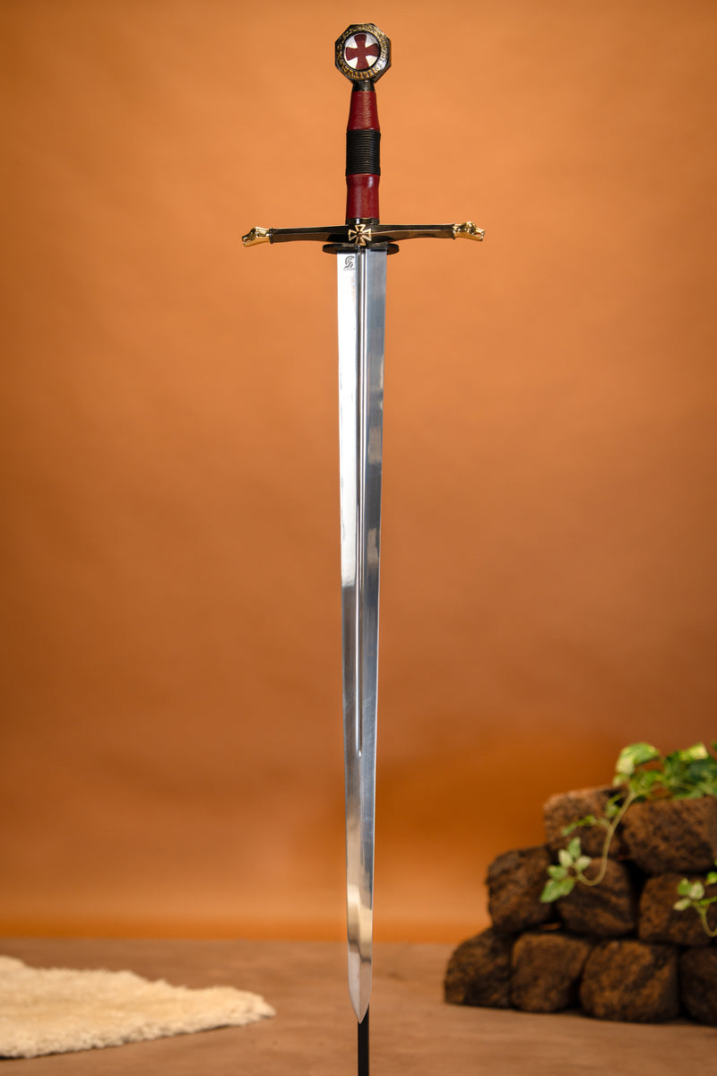 Templar sword with lion heads, semi-sharp