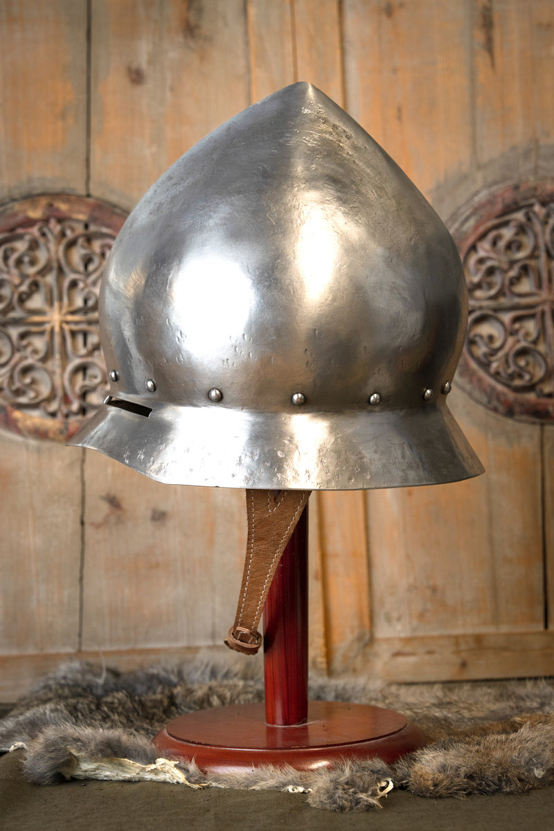 chapel de fer allemande du XVe siècle avec finition antique, 1,6 mm 