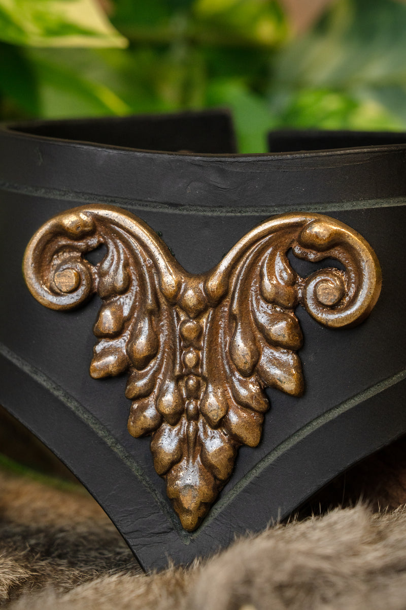 Leather tiara Estel, black