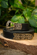 Birkariem, sort, messing, 165 cm 