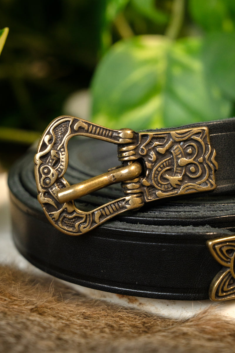 Birkariem, sort, messing, 165 cm 