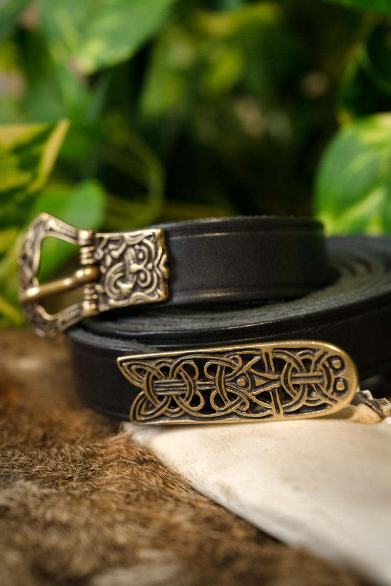 Birkariem, sort, messing, 165 cm 