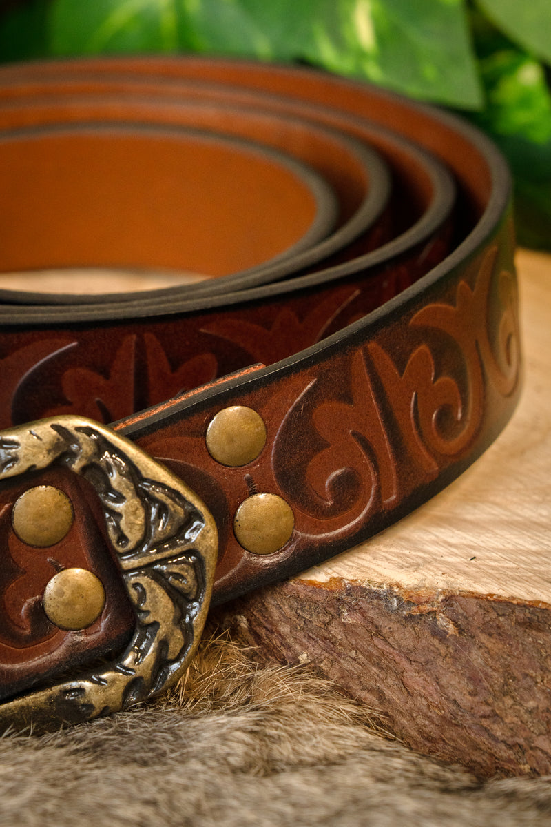 Läder bälte Siofra, 130 cm, brun 