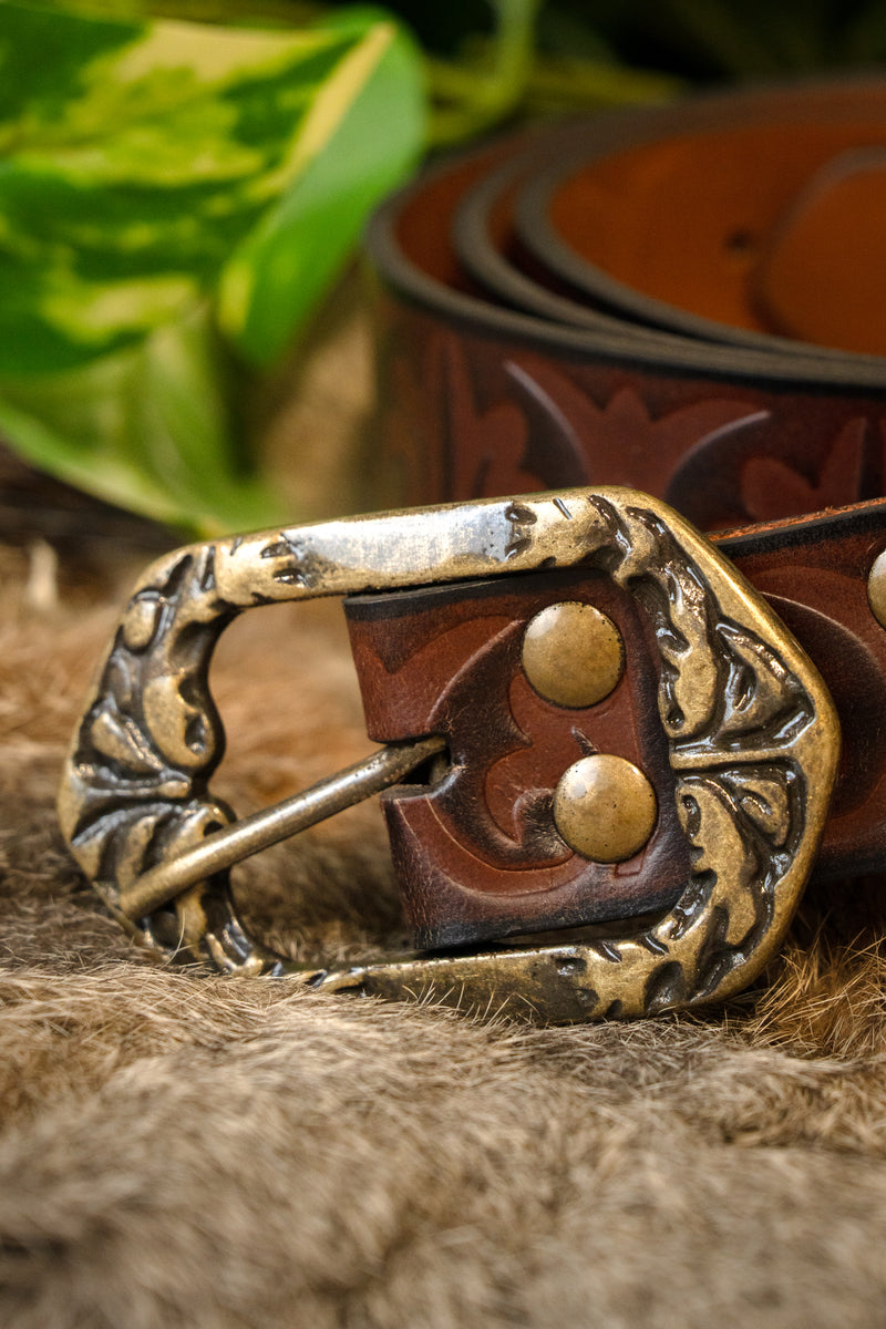 Läder bälte Siofra, 130 cm, brun 