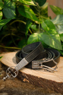 Gotische riem met riemeinde, zwart, 151 cm