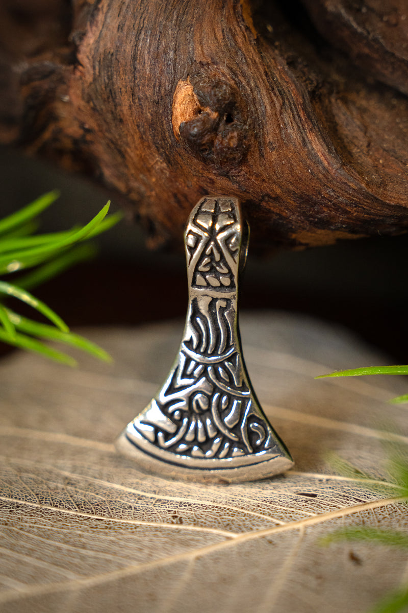 Germanic axe pendant, sterling silver