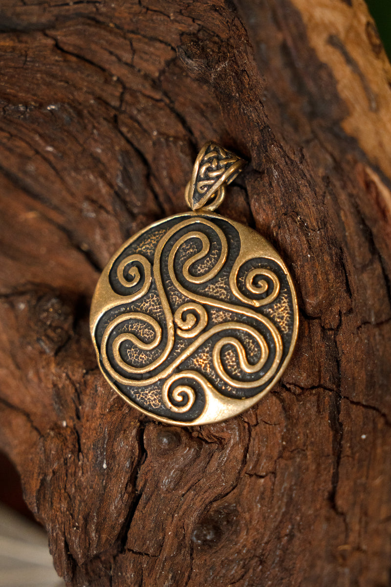 Amulette Triskelion celtique, bronze 