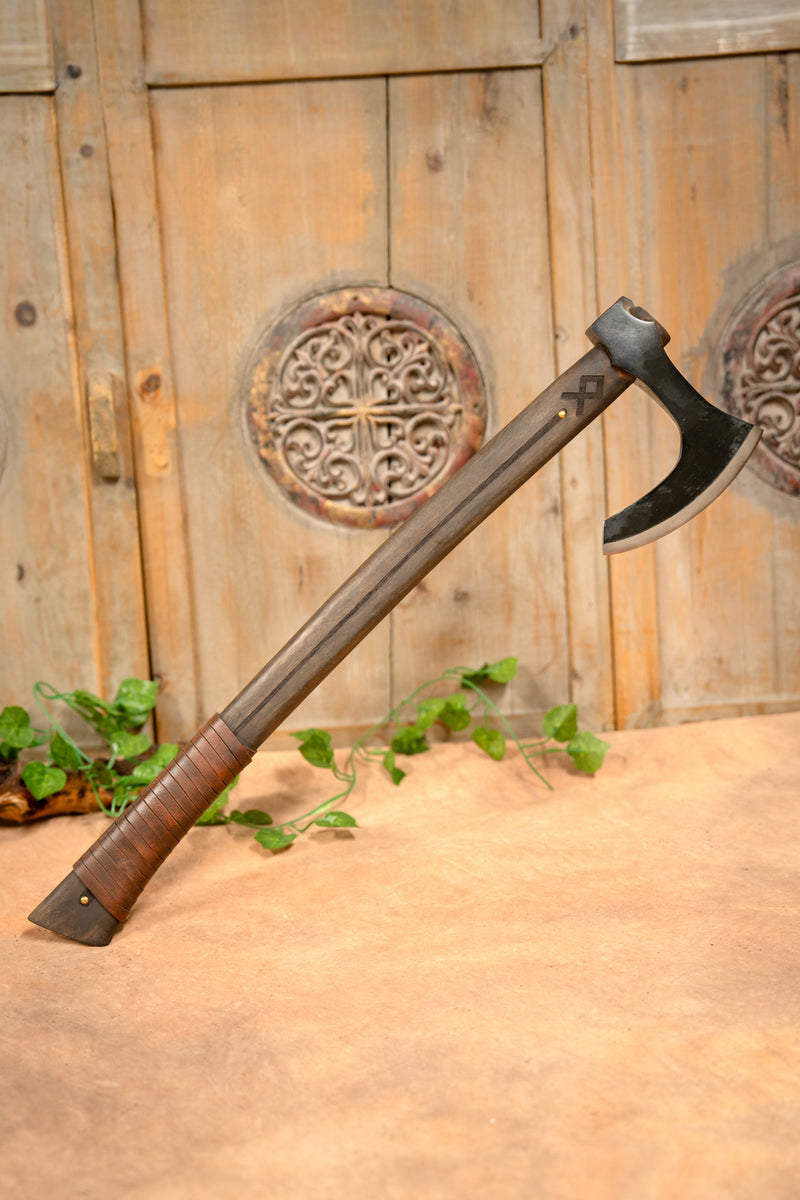 Viking set Othala axe and knife, semi-sharp