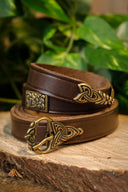 Cinturón vikingo Borre estilo deluxe, 165 cm, marrón 