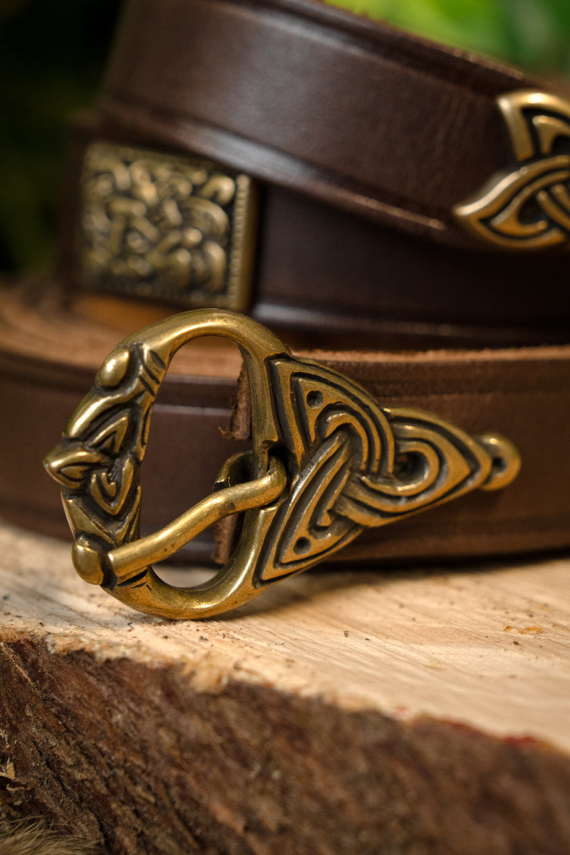 Cinturón vikingo Borre estilo deluxe, 165 cm, marrón 