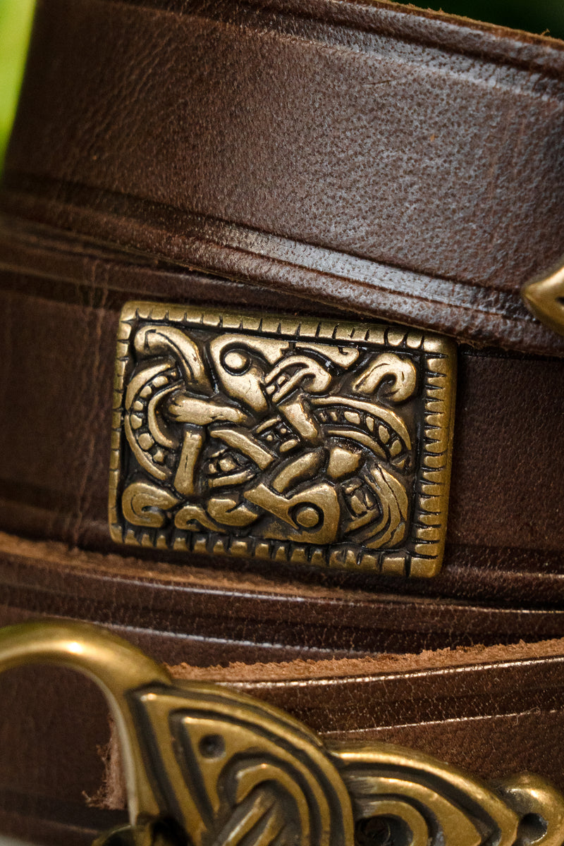 Cinturón vikingo Borre estilo deluxe, 165 cm, marrón 
