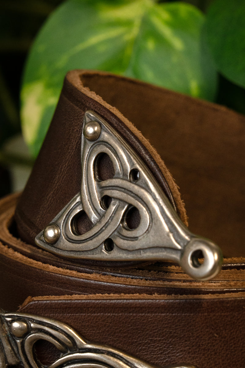 Borre Vikingabälte, försilvrad, 165 cm, brun 