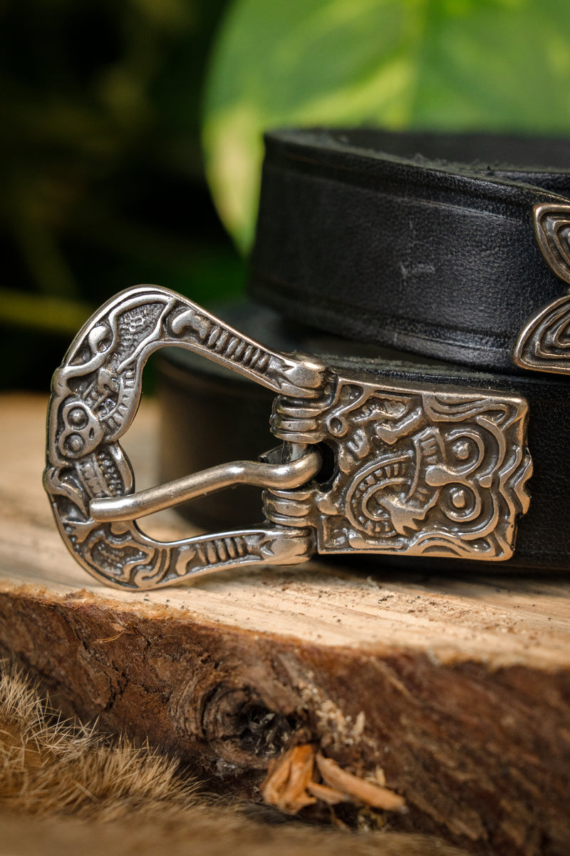 Birkariem, svart, försilvrad, 165 cm 