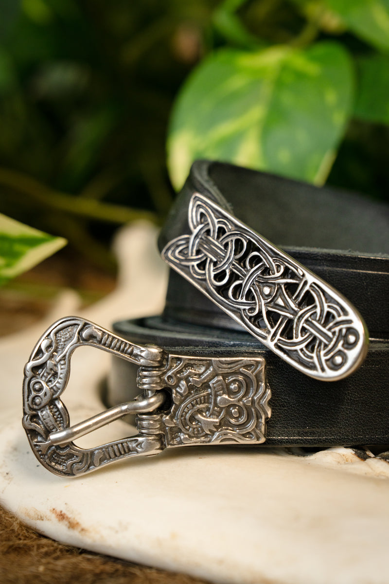 Birkariem, svart, försilvrad, 165 cm 