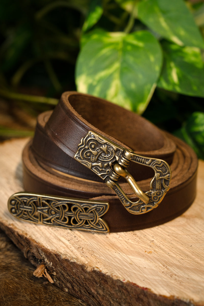 Birkariem, messing, 165 cm, bruin